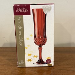 2006 Ruby Red Cristal D’Arques Paris Champagne Flutes | France Longchamp Fluted