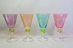 SOUTHERN LIVING #SOC3 SET OF 4 BALL STEMMED GLASS WATER GOBLETS