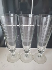 7.5″ Tiffin Franciscan Etched Glass Iced Tea Sail Boat Bird Stemware 3 In Set