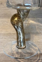 4 ABIGAILS BOMBAY GLASSES TWISTED STEM GOLD LEAF RUB 8.5” Tall