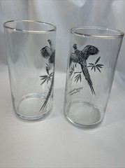 2 VTG MCM «SPORTSMAN» Federal Glass Game Birds 12oz Tumblers: Ring Neck Pheasant