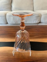 Vintage Arcoroc France Rosaline Pink Swirl Wine/Water Goblet Glass