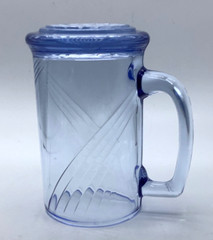 Light Ice Blue Glass Beer Mug, Stein, Swirl, Star Base, 5.5”