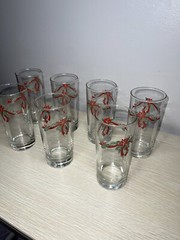 Anchor Hocking Vintage Poinsettia & Ribbons Holiday Ice Tea Glasses 7