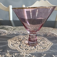 Pink Glass Martini Glasses Set of 4 with Gold Rim