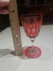 Wine Glass, American Brilliant Period Cranberry Red Cut to clear Crystal Webb?