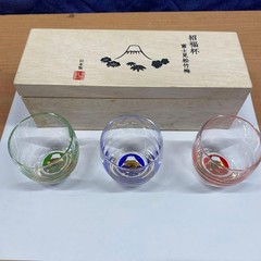 TOYO-SASAKI GLASS Sake Glass 5.5x6cm/2.16×2.36″ 3pcs set Mt.Fuji 100ml/3.39oz