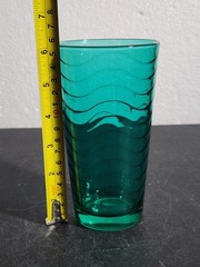Vintage Sea Green 12oz Glass Tumbler Wavy Pattern by Pasabahce Glass