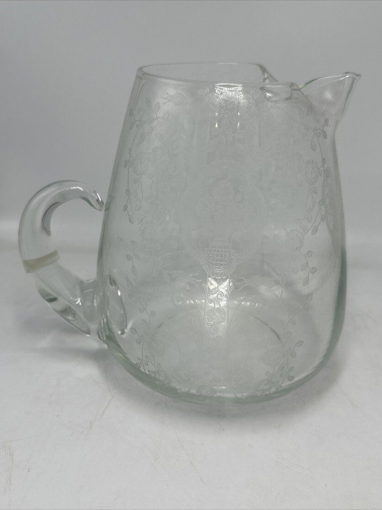 Vintage Elegant Glass 80 Oz Ice Lip Pitcher Bridal Bouquet by GLASTONBURY LOTUS