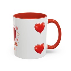 Valentine «Be Mine» Accent Coffee Mug — Heart & Kisses (11/15 oz)