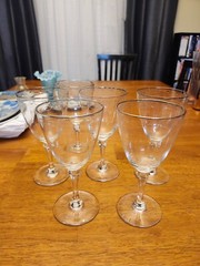 X6 etched rare Vintage Lenox Montclair Wine Glasses/Goblets platinum Trim.