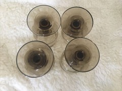 Vintage Libbey Tawny Accent Stemmed 4 Wine Juice Glasses 5 1/8″ Tall 6oz NWOB