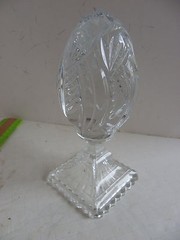 Egg Shaped Lead Crystal Obelisk Hand Cut Finial Poland Pedestal Wheat Star