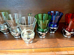 Cambridge Glass and Chrome Tumbler Style Glasses Set of 9
