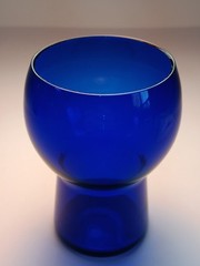 Lot of 4 VTG MCM Cobalt Blue Flat Tumblers Mushroom Shaped Glasses 🔥