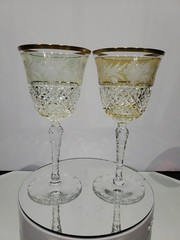 (2) Water Goblets Glass 7-3/8″, Crystal Ebeling & Reuss Marchioness Topaz yellow