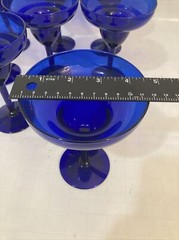 Dark Cobalt Blue Stemmed Sherbet Dessert Margarita Welled Glasses Set of 8!