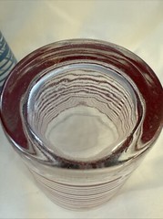 Vtg Striped Fiesta Glass Tumblers Two 6” (Blue & Black) And One 4.5” (Paprika)