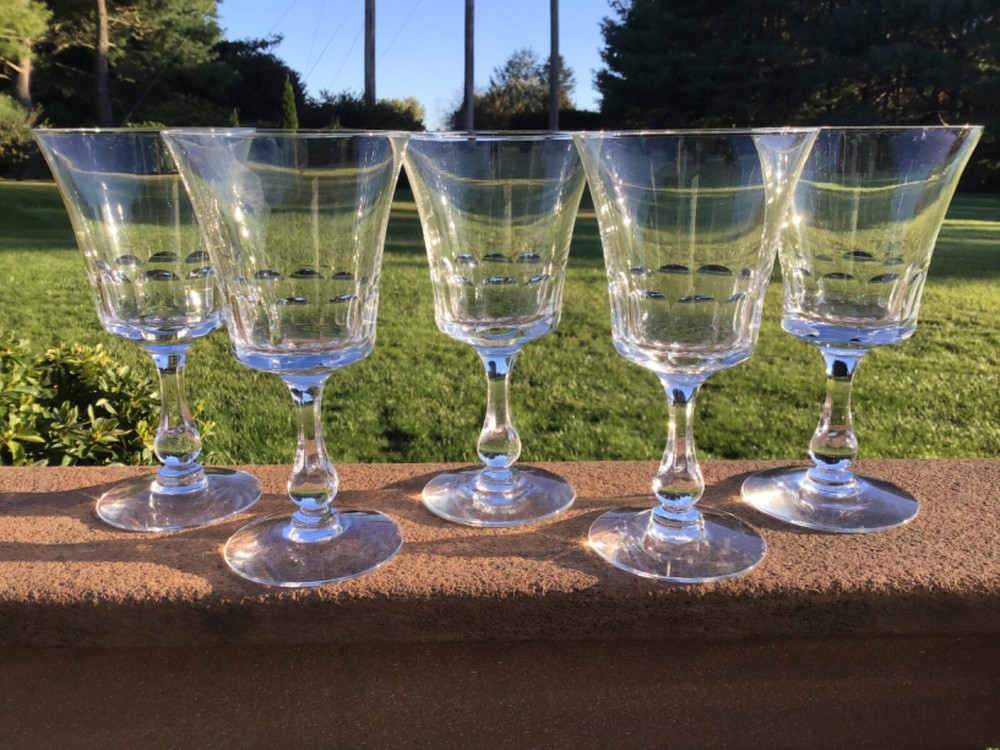 Fostoria Georgian Waters Set 5 Signed Fostoria 6 3/4” Tall Simple Elegance VTG