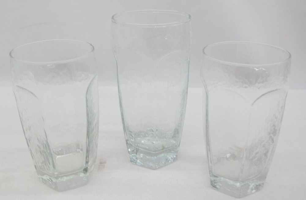 Libbey Chivalry Clear Glasses Textured Tumblers 5.25″ & 6.25″ Mixed Lot of 3