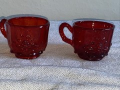 2 Westmoreland Ruby Red Paneled Grape Glasses No Chips Or Cracks