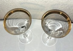 2 Stephen Myers SMYERS Neopolitan Gold Wine Glasses 7-1/8″