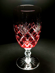 Faberge Odessa Cranberry Crystal Ice Tea / Water Glass