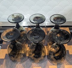 Libbey Vintage Bordeaux Black Gray Smoke Goblet Drinking Water Glass Set of 6
