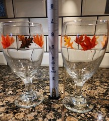 Libbey Fall Leaves Goblet Set 7″ Tall 16oz Free Shipping