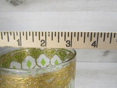 Culver Valencia 22K Gold Green Lowball Rocks Whiskey Glasses Set of 4 Vintage