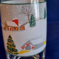 Lot 4 Sango SILENT NIGHT Glass TUMBLERS Christmas Winter Town 14 oz Juice 5 3/4″