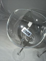 Two Tall-Stemmed Red Wine Glasses/Goblets. Clear Blown Crystal. Stunning Used!
