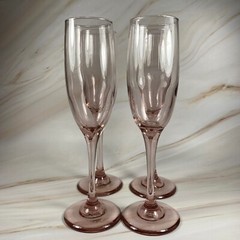 Vintage (4) four Libbey Premiere Pink Long-Stem Champagne Flutes