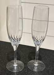 Set of 7 Orrefors Prelude Clear Fluted Crystal Champagne Glasses Sweden