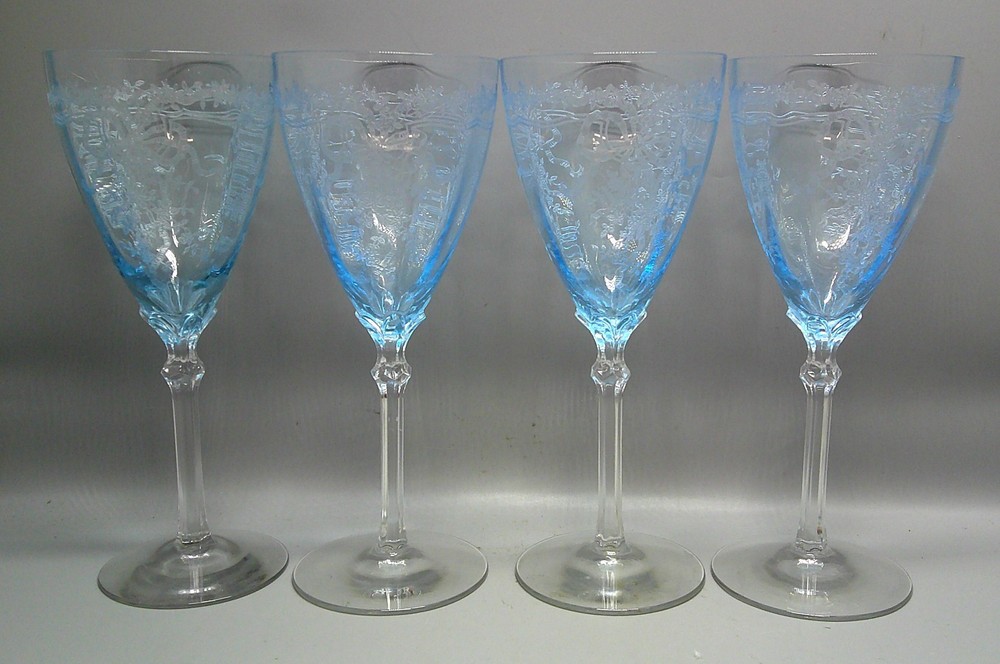 Fostoria JUNE (BLUE) Water Goblets SOLD IN SET OF FOUR More Items Here