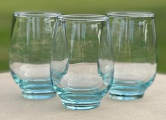 3-Vintage-Tempo Aqua-Libbey-12oz Highball Glass-Tumblers-4 1/2”Tx2 1/2”W