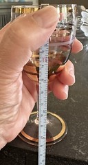 Vintage Set of 2 Footed Shot Goblets Toasting Glasses Clear Brown Gold