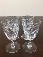 Vintage Webb Corbett Inverness Cut Crystal Sherry Glasses Set x4 Made In England