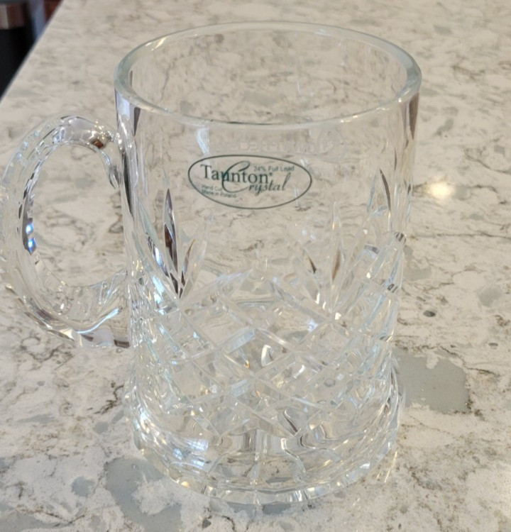 Vintage Iowa Precision Taunton Cut Crystal Beer Tankard Pint Glass Mug Poland
