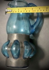 Vintage Felipe Derflingher Large Blue Pitcher Hand Blown Caged Glass