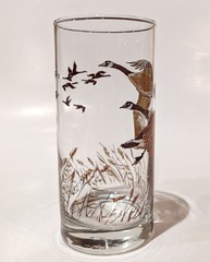 Set/3 LIBBEY Canadian Geese Highball Glass Tumbler The Flight Gold Gilt 12.5 oz