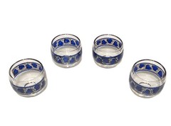 MCM Culver Silver & Blue Ivy Heart Sake Bar Glasses Set of 4