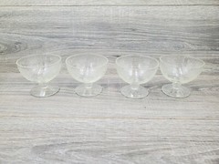 (4) Hazel Atlas Florentine No. 1 Clear Tall Sherbet Glasses