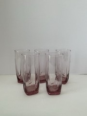 Libbey Imperial Plum Cooler Tumbler Glasses 6.75” Set of 5 Vintage Pink Barware