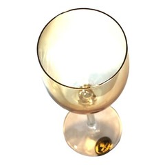 Vntg Cristalleria Fumo Crystal Hand Made Amber Top Column Stemware Italy 1970’s