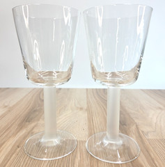 Set of 2 Rosenthal Wine / Water Goblet Frosted Column Stem Glass 7.5 in