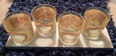Vintage 4 Piece Currier and Ives Four Seasons Old Fashioned Whiskey Glass Set