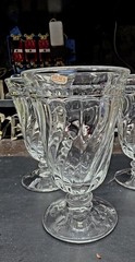 5 Vintage Fostoria Colony Footed Iced Tea Glasses Goblets Clear Swirl