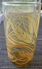 Vintage Anchor Hocking Amber Wheat Design Drinking Glass Tumblers Set of 4