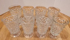 Lot of 8 Vintage Indiana Glass Whitehall Colony Cube Clear Iced Tea Glasses 6″
